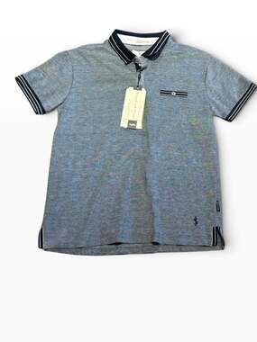 Scott James Men’s Large Heathered Black & White Polo Shirt New With Tags